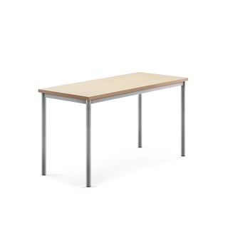 Bord SONITUS, 1400x600x720 mm, stativ silver, ljuddämpande linoleum, beige