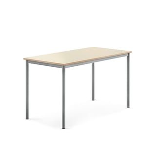 Pöytä SONITUS, 1400x700x760 mm, korkeapainelaminaatti HPL, koivu, hopeanharmaa