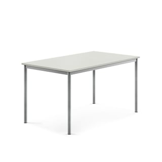 Bord SONITUS, L1400 B800 H720 mm, stativ sølv, lyddempende høytrykkslaminat, grå