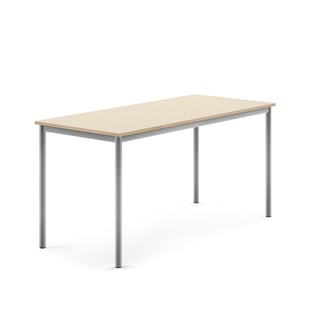 Desk SONITUS, 1600x700x760 mm, birch high pressure laminate, alu grey