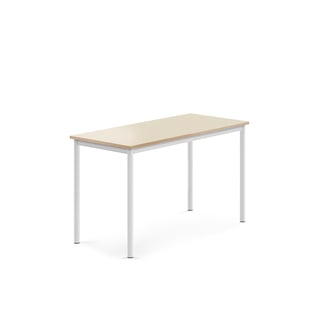 Bord BORÅS, L1200 B600 H720 mm, stativ hvit, høytrykkslaminat, bjørk