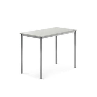 Bord BORÅS, L1200 B700 H900 mm, stativ sølv, høytrykkslaminat, grå