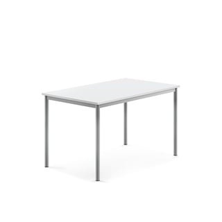 Bord BORÅS, 1200x800x720 mm, sølvfarvet stel, højtrykslaminat, hvid