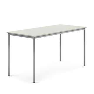 Bord SONITUS, L1800 B800 H900 mm, stativ sølv, lyddempende høytrykkslaminat, grå