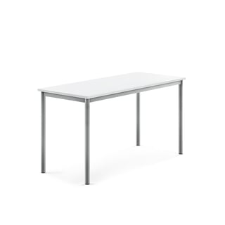 Bord BORÅS, 1400x600x720 mm, sølvfarvet stel, højtrykslaminat, hvid