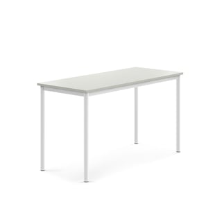 Bord BORÅS, L1400 B600 H760 mm, høytrykkslaminat, hvit/grå