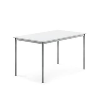 Tisch BORÅS, 1400x800x760 mm, Laminat weiß, alugrau