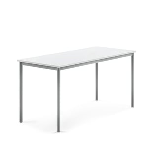 Desk BORÅS, 1600x700x760 mm, white laminate, alu grey