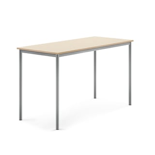 Pöytä BORÅS, korkeapainelaminaatti HPL, 1600x700x900 mm, koivu, hopeanharmaa