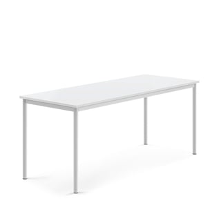 Bord BORÅS, 1800x700x720 mm, hvidt stel, højtrykslaminat, hvid