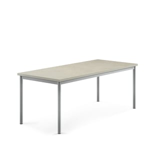 Bord SONITUS, 1600x700x600 mm, stativ silver, ljuddämpande linoleum, grå