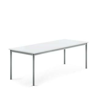 Bord BORÅS, 1800x700x600 mm, stativ silver, högtryckslaminat, vit