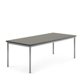 Desk SONITUS, 1800x800x600 mm, dark grey linoleum, alu grey