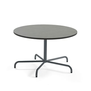 Stalas PLURAL, Ø1200x720mm, linoleumo stalviršis, tamsiai pilka, tamsiai pilka