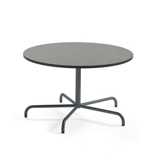 Stalas PLURAL, Ø1200x720mm, linoleumo stalviršis, tamsiai pilka, tamsiai pilka
