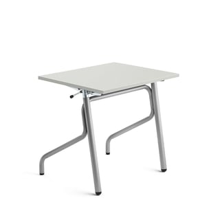 Hæve sænkebord ADJUST, 700x600 mm, akustisk højtrykslaminat, grå, sølv