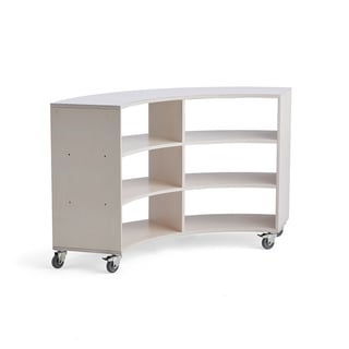 Buet mobil reol OSCAR, høj, 1500x375x1238 mm, hvid