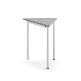 Tisch SONITUS TRIANGEL, 700x600x720 mm, Linoleum grau, weiß