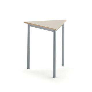 Stół SONITUS TRIANGEL, 700x700x720 mm, laminat HPL brzoza, szary aluminium