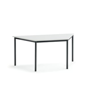 Bord SONITUS TRAPETS, 1600x800x720 mm, stativ antracitgrå, ljuddämpande högtryckslaminat, vit