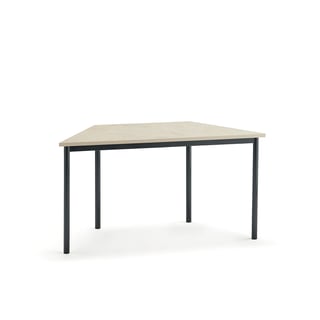 Bord SONITUS TRAPETS, 1400x700x720 mm, stativ antracitgrå, ljuddämpande linoleum, beige