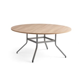 Bord VARIOUS, Ø1600 H740 mm, sølv/eik