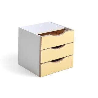 Plaukts ar atvilktnēm RICO, 3 atvilktnes, dzeltens