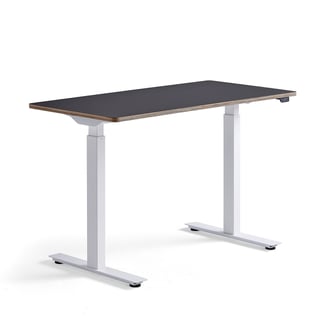Stabureau NOVUS, 1200 x 600 mm, wit frame, zwart tafelblad