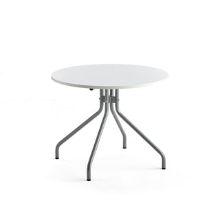 Miza AROUND, Ø900 mm, beli laminat, alu siva
