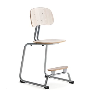 Classroom chair YNGVE, skid base, silver, ash, H 520 mm