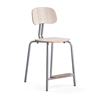 Oppilastuoli YNGVE, jalat, hopeanharmaa, saarni, korkeus 610 mm