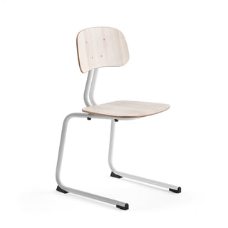 Classroom chair YNGVE, skid base, white, ash, H 460 mm
