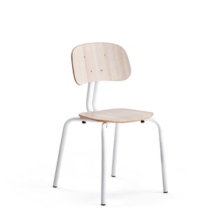 Skolestol YNGVE, 4 ben, hvid, ask, H 460 mm