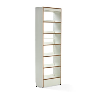 Bogreol STORY, grundsektion, enkeltsidet, 725x305x2240 mm, 6 hylder, hvid