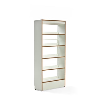 Bibliotekshylla STORY, grundsektion, enkelsidig, 1920x922x305 mm, 5 hyllor, vit