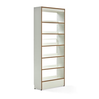 Regał biblioteczny STORY, podstawowy, jednostronny, 2240x922x305  mm, 6 półek, biały
