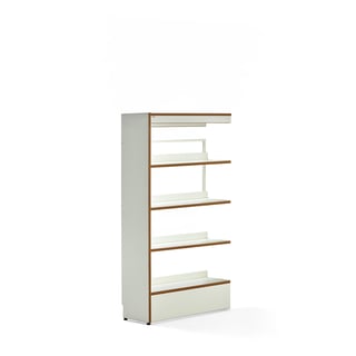 Bogreol STORY, påbygningssektion, enkeltsidet, 900x305x1600 mm, 4 hylder, hvid