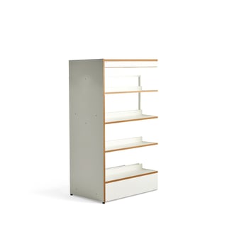Library bookshelves STORY, add-on, double-sided, 1600x898x585 mm, 4 shelves, white