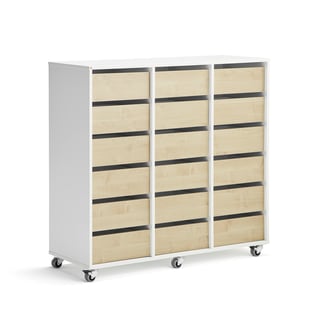 Schüleraufbewahrung CASPER, 18 Schubladen, weiß, Birke
