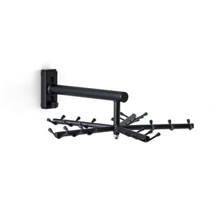 Wall-mounted rotating coat rack NELLY, 30 hooks, black