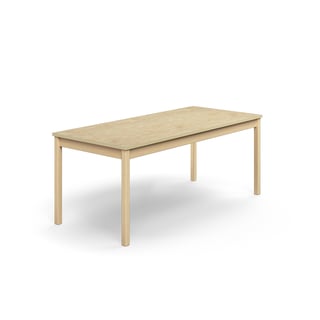Bord DECIBEL, L1800 B800 H720 mm, lyddempende linoleum, bjørk/beige