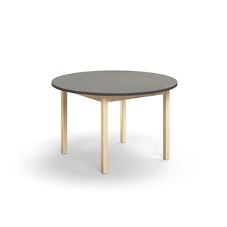 Stalas DECIBEL, Ø1200x720mm, beržas, tamsiai pilkas linoleumas