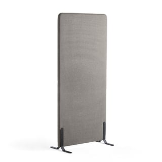 Floor screen ZONE, 1700x800x46 mm, fabric Rivet, black legs, silver grey