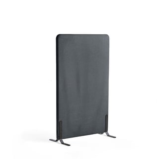 Skärmvägg ZONE, 1360x800x46 mm, tyg Rivet, svarta ben, antracitgrå