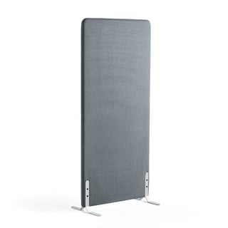 Akustik-Trennwand ZONE, 1700 x 800 x 46 mm, Stoff Rivet, weiße Standfüße, blaugrau