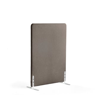 Floor screen ZONE, 1360x1000x46 mm, fabric Hush, white legs, light brown