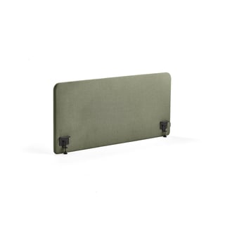 Tischtrennwand ZONE, inkl. schwarze Beschläge, 1400 x 650 x 36 mm, Stoff Rivet, grünblau