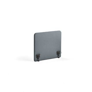 Desk screen ZONE, black brackets, 800x650x36 mm, fabric Rivet, blue grey