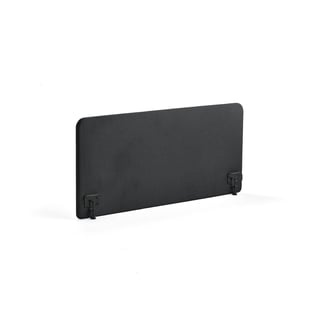 Desk screen ZONE, black brackets, 1400x650x36 mm, fabric Rivet, anthracite