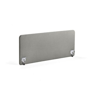 Pöytäsermi ZONE, valkoiset kiinnikkeet, 1600x650x30 mm, kangas Rivet, hopeanharmaa
